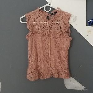 Pink sheared flowered top